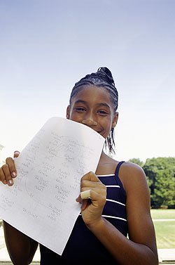 girl with exam results
