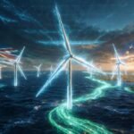 Strategic offshore wind farm integration and subsea power cables connecting the UK to the European energy grid.